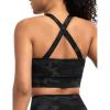 image:imageTHE GYM PEOPLE Womens Cross Back Ruched Sports Bra V Neck Wide Straps Removable Pads Workout Yoga Crop TopBlackgrey Camo