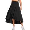 image:imageTHE GYM PEOPLE Womens High Waist Flowy Maxi Skirts Ruffle High Low Hem Asymmetric Wrap Long Skirt Builtin ShortsBlack