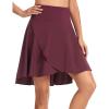 image:imageTHE GYM PEOPLE Womens High Waist Flowy Skort Asymmetric High Low Ruffle Hem Wrap Skirts Builtin ShortsDark Red