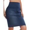 image:imageTHE GYM PEOPLE Womens High Waist Stretchy Denim Skirt Knee Length Slim Fit Pencil Jean Skirt Back Slit with PocketsDark Blue