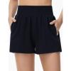 image:imageTHE GYM PEOPLE Womens High Waist Sweat Shorts Ultra Soft Stretchy Lounge Running Athletic Shorts with Zipper PocketsBlack