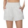 image:imageTHE GYM PEOPLE Womens High Waist Sweat Shorts Ultra Soft Stretchy Lounge Running Athletic Shorts with Zipper PocketsHeather White