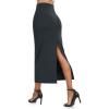 image:imageTHE GYM PEOPLE Womens Long Pencil Skirt High Waist Stretchy Business Work Bodycon Maxi Skirts with Back SlitCharcoal Grey