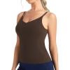 image:imageTHE GYM PEOPLE Womens Longline V Neck Sports Bra with Removable Pads Adjustable Spaghetti Strap Yoga Workout Cami Tank TopsBrown