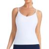image:imageTHE GYM PEOPLE Womens Longline V Neck Sports Bra with Removable Pads Adjustable Spaghetti Strap Yoga Workout Cami Tank TopsWhite