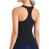 image:imageTHE GYM PEOPLE Womens Longline Yoga Sports Bra Racerback Slim Fit Sleeveless Padded Workout Tank Tops Built in BraBlack