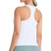 image:imageTHE GYM PEOPLE Womens Longline Yoga Sports Bra Racerback Slim Fit Sleeveless Padded Workout Tank Tops Built in BraWhite