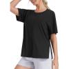 image:imageTHE GYM PEOPLE Womens Loose Fit Short Sleeve Workout TShirts with Side Slit Crewneck Summer Lightweight Casual Top TeesBlack