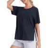 image:imageTHE GYM PEOPLE Womens Loose Fit Short Sleeve Workout TShirts with Side Slit Crewneck Summer Lightweight Casual Top TeesNavy Blue