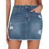 image:imageTHE GYM PEOPLE Womens Ripped Denim Mini Skirts Stretchy Frayed Raw Hem Casual Trendy Jean Skirt with PocketsGrey Blue