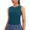 image:imageTHE GYM PEOPLE Womens Ruched Tank Tops Slim Fit Breathable Soft Basic Running Yoga Sleeveless Workout ShirtsDark Blue Green