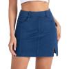 image:imageTHE GYM PEOPLE Womens Stretchy Jean Skorts Slim Fit Side Split Casual Denim Skirts with PocketsDark Blue