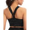 image:imageTHE GYM PEOPLE Womens V Cross Back Sports Bras Padded Stretchy Square Neck Running Workout Yoga Crop TopsBlack Camo
