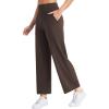 image:imageTHE GYM PEOPLE Womens Wide Leg Yoga Pants 27 Loose High Waist Workout Lounge Cropped Pants with PocketsBrown