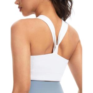 image:imageTHE GYM PEOPLE Womens V Cross Back Sports Bras Padded Stretchy Square Neck Running Workout Yoga Crop TopsWhite