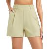 image:imageTHE GYM PEOPLE Womens Elastic Waisted Dressy Shorts Summer Comfy Lounge Work Trouser Shorts with PocketsKhaki