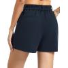 image:imageTHE GYM PEOPLE Womens Elastic Waisted Dressy Shorts Summer Comfy Lounge Work Trouser Shorts with PocketsNavy Blue