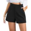 image:imageTHE GYM PEOPLE Womens Elastic Waisted Dressy Shorts Summer Comfy Lounge Work Trouser Shorts with PocketsBlack