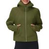 image:imageTHE GYM PEOPLE Womens FullZip Up Hoodies Jacket Fleece Workout Crop Tops Sweatshirts with Pockets Thumb HoleArmy Green