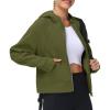 image:imageTHE GYM PEOPLE Womens FullZip Up Hoodies Jacket Fleece Workout Crop Tops Sweatshirts with Pockets Thumb HoleArmy Green