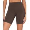 image:imageTHE GYM PEOPLE Womens High Waist Workout Shorts Stretchy Tummy Control Yoga Biker Running Shorts with PocketsBrown
