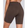 image:imageTHE GYM PEOPLE Womens High Waist Workout Shorts Stretchy Tummy Control Yoga Biker Running Shorts with PocketsBrown