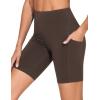 image:imageTHE GYM PEOPLE Womens High Waist Workout Shorts Stretchy Tummy Control Yoga Biker Running Shorts with PocketsBrown