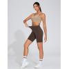 image:imageTHE GYM PEOPLE Womens High Waist Workout Shorts Stretchy Tummy Control Yoga Biker Running Shorts with PocketsBrown