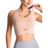 image:imageTHE GYM PEOPLE Womens Cross Back Low Impact Sports Bras Padded Wireless Seamless No Underwire Tshirt BraNude Pink