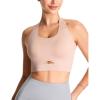 image:imageTHE GYM PEOPLE Womens Cross Back Low Impact Sports Bras Padded Wireless Seamless No Underwire Tshirt BraNude Pink