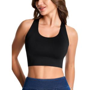 image:imageTHE GYM PEOPLE Wireless Bra for Women No Underwire Comfortable Seamless Bralette Padded Low Impact Sports BraBlack