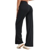 image:imageTHE GYM PEOPLE Womens Booty Lifting Wide Leg Yoga Pants High Waist No Front Seam Straight Workout Leggings with PocketsBlack