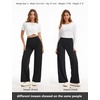 image:imageTHE GYM PEOPLE Womens Booty Lifting Wide Leg Yoga Pants High Waist No Front Seam Straight Workout Leggings with PocketsBlack