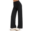 image:imageTHE GYM PEOPLE Womens Booty Lifting Wide Leg Yoga Pants High Waist No Front Seam Straight Workout Leggings with PocketsBlack