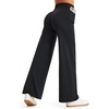 image:imageTHE GYM PEOPLE Womens Booty Lifting Wide Leg Yoga Pants High Waist No Front Seam Straight Workout Leggings with PocketsBlack