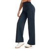 image:imageTHE GYM PEOPLE Womens Booty Lifting Wide Leg Yoga Pants High Waist No Front Seam Straight Workout Leggings with PocketsBlue