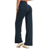 image:imageTHE GYM PEOPLE Womens Booty Lifting Wide Leg Yoga Pants High Waist No Front Seam Straight Workout Leggings with PocketsBlue