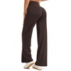 image:imageTHE GYM PEOPLE Womens Booty Lifting Wide Leg Yoga Pants High Waist No Front Seam Straight Workout Leggings with PocketsBrown