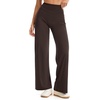 image:imageTHE GYM PEOPLE Womens Booty Lifting Wide Leg Yoga Pants High Waist No Front Seam Straight Workout Leggings with PocketsBrown