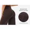 image:imageTHE GYM PEOPLE Womens Booty Lifting Wide Leg Yoga Pants High Waist No Front Seam Straight Workout Leggings with PocketsBrown