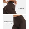 image:imageTHE GYM PEOPLE Womens Booty Lifting Wide Leg Yoga Pants High Waist No Front Seam Straight Workout Leggings with PocketsBrown