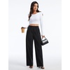 image:imageTHE GYM PEOPLE Womens Wide Leg Dress Pants Pull On Elastic Waist Straight Leg Stretchy Business Slacks Trousers with PocketsBlack