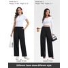 image:imageTHE GYM PEOPLE Womens Wide Leg Dress Pants Pull On Elastic Waist Straight Leg Stretchy Business Slacks Trousers with PocketsBlack