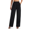 image:imageTHE GYM PEOPLE Womens Wide Leg Dress Pants Pull On Elastic Waist Straight Leg Stretchy Business Slacks Trousers with PocketsBlack