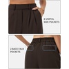 image:imageTHE GYM PEOPLE Womens Wide Leg Dress Pants Pull On Elastic Waist Straight Leg Stretchy Business Slacks Trousers with PocketsBrown