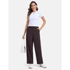 image:imageTHE GYM PEOPLE Womens Wide Leg Dress Pants Pull On Elastic Waist Straight Leg Stretchy Business Slacks Trousers with PocketsBrown