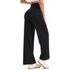 image:imageTHE GYM PEOPLE Womens Booty Lifting Wide Leg Yoga Pants High Waist No Front Seam Straight Workout Leggings with PocketsBlack