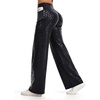image:imageTHE GYM PEOPLE Womens Booty Lifting Wide Leg Yoga Pants High Waist No Front Seam Straight Workout Leggings with PocketsBlack Leopard