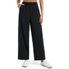 image:imageTHE GYM PEOPLE Womens Wide Leg Dress Pants Pull On Elastic Waist Straight Leg Stretchy Business Slacks Trousers with PocketsBlack