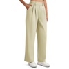 image:imageTHE GYM PEOPLE Womens Wide Leg Dress Pants Pull On Elastic Waist Straight Leg Stretchy Business Slacks Trousers with PocketsKhaki